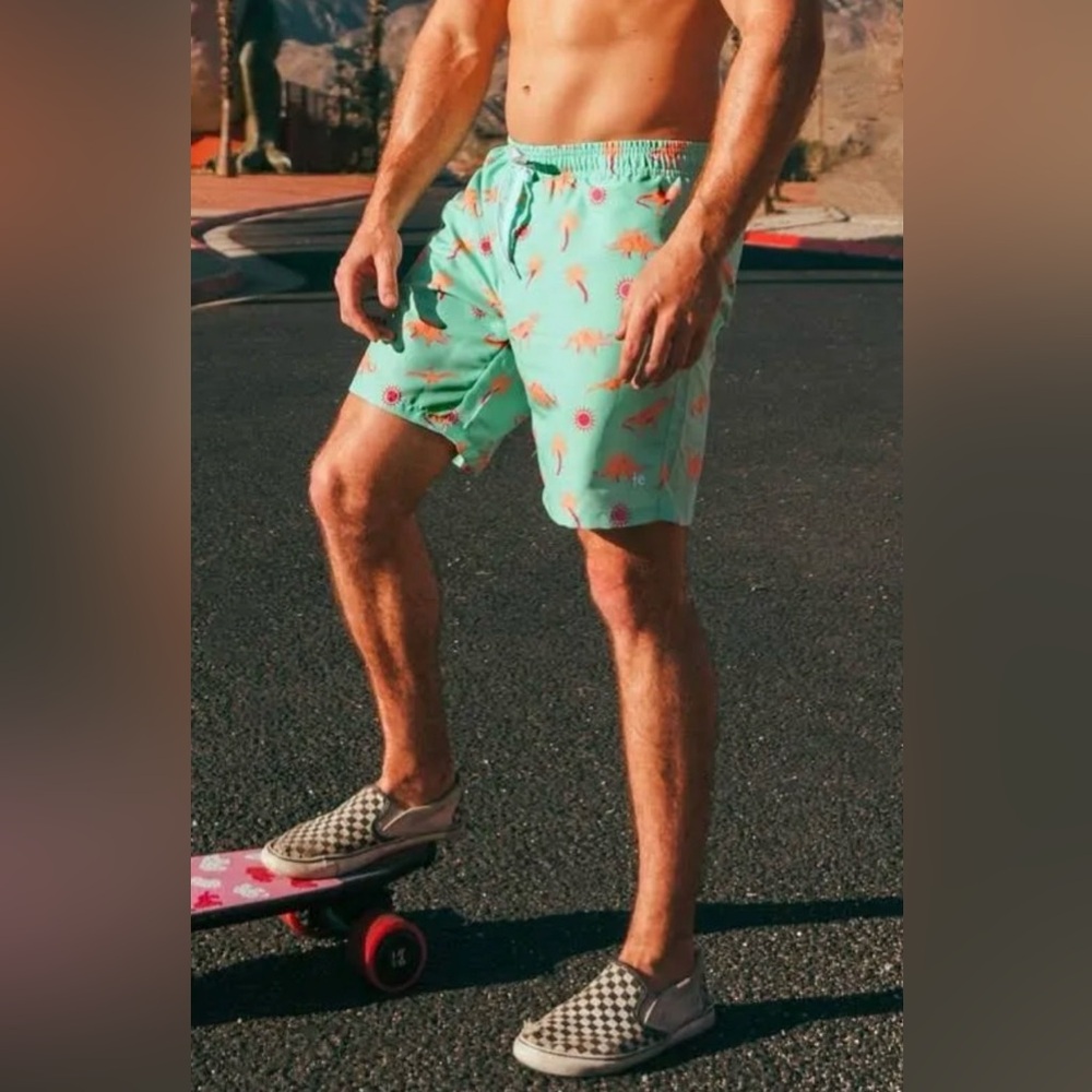 Tipsy Elves Mens Dino Desert Swim Trunks Mint Green Dinosaur Print Size Medium